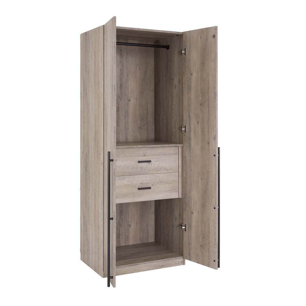 Manhattan Comfort - 2-Piece Lee Wardrobe Closet with 2 Drawers in Rustic Grey - 2-WC0023-GY veiw 2