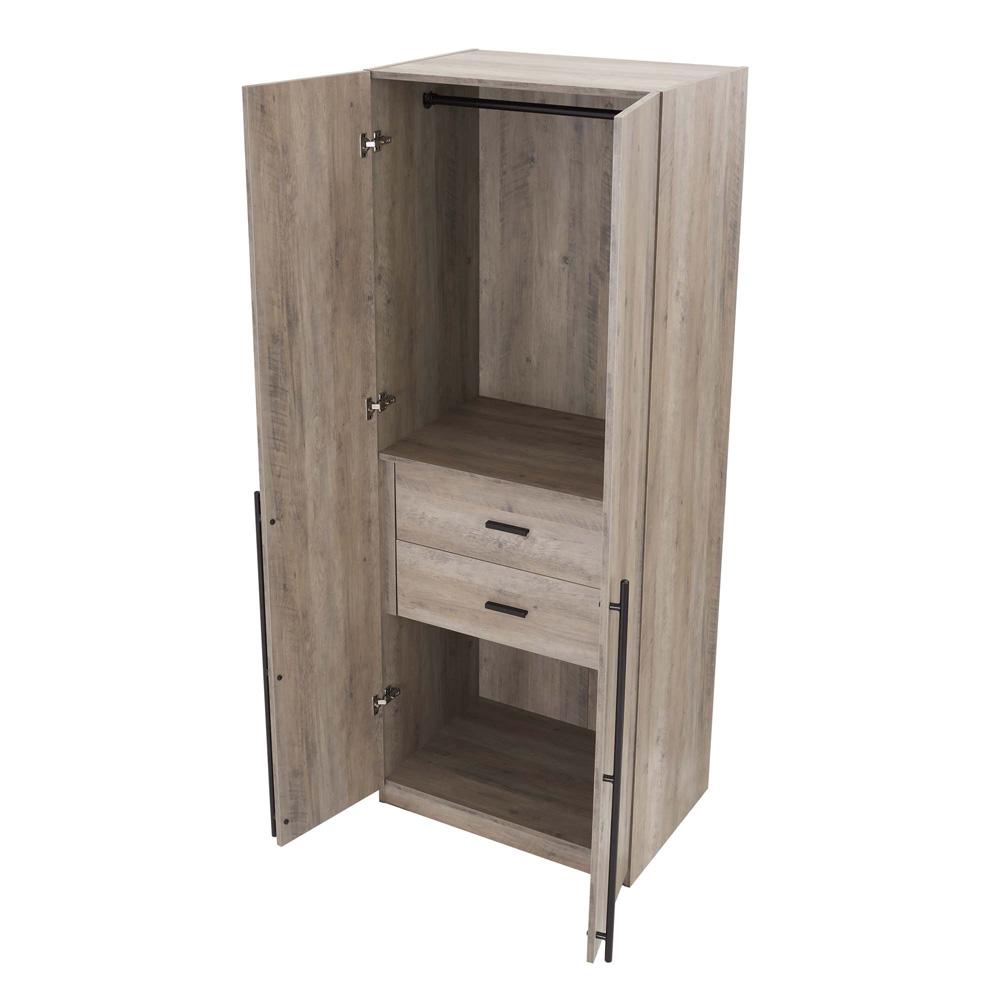 Manhattan Comfort - 2-Piece Lee Wardrobe Closet with 2 Drawers in Rustic Grey - 2-WC0023-GY veiw 3