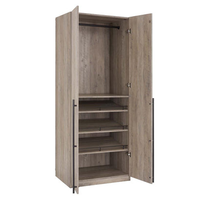 Manhattan Comfort - 2-Piece Lee Wardrobe Closet with 2 Drawers in Rustic Grey - 2-WC0023-GY veiw 4