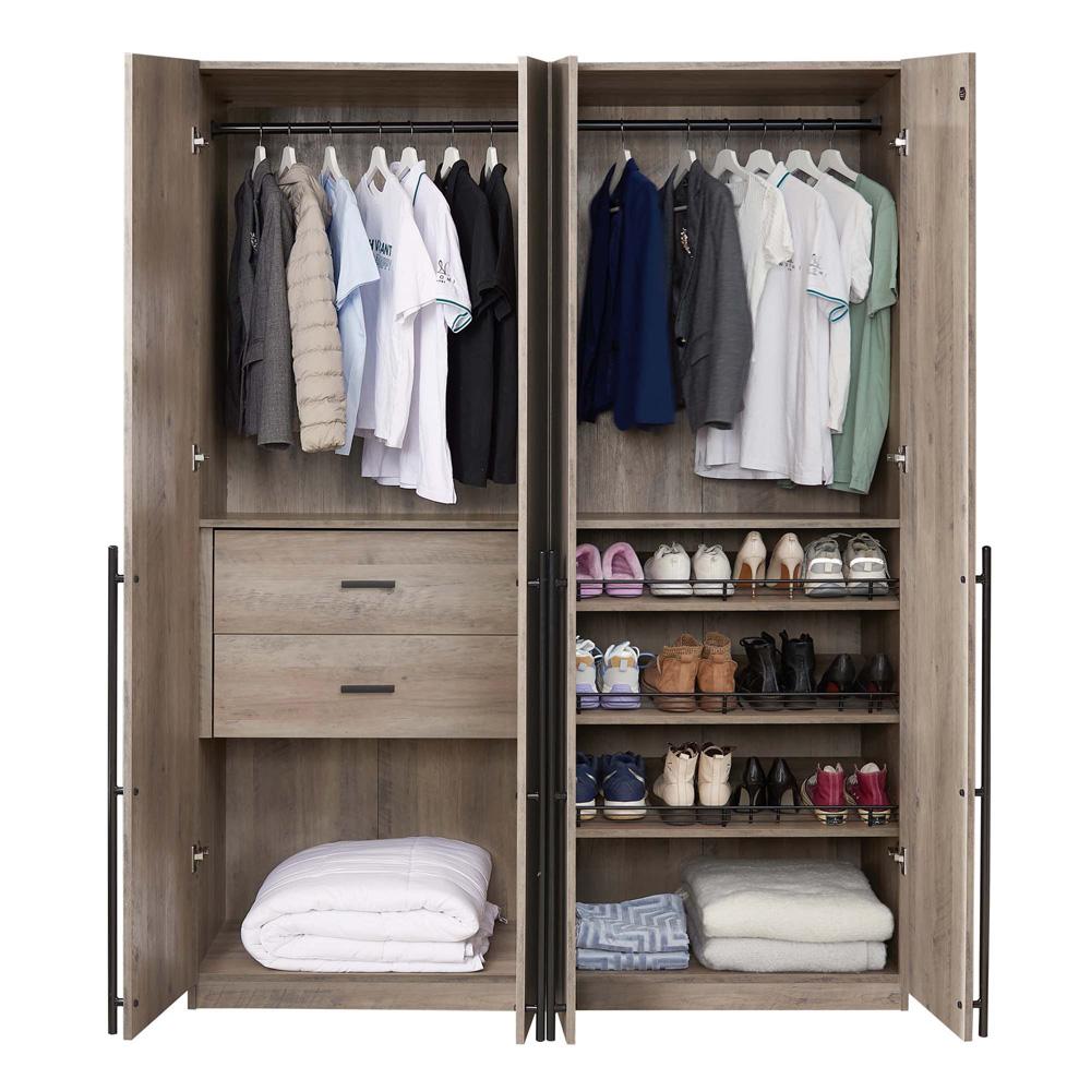 Manhattan Comfort - 2-Piece Lee Wardrobe Closet with 2 Drawers in Rustic Grey - 2-WC0023-GY veiw 8