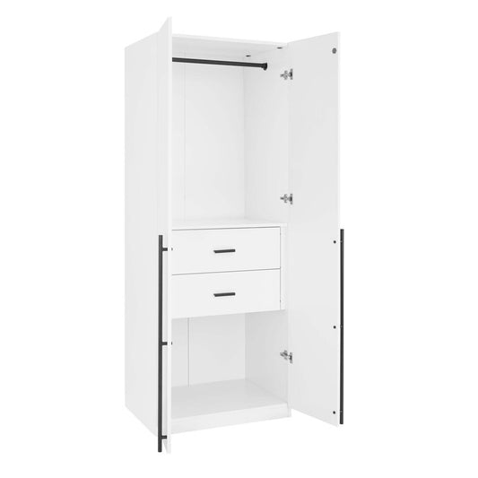 Manhattan Comfort - 2-Piece Lee Wardrobe Closet with 2 Drawers in White - 2-WC0023-WH veiw 2