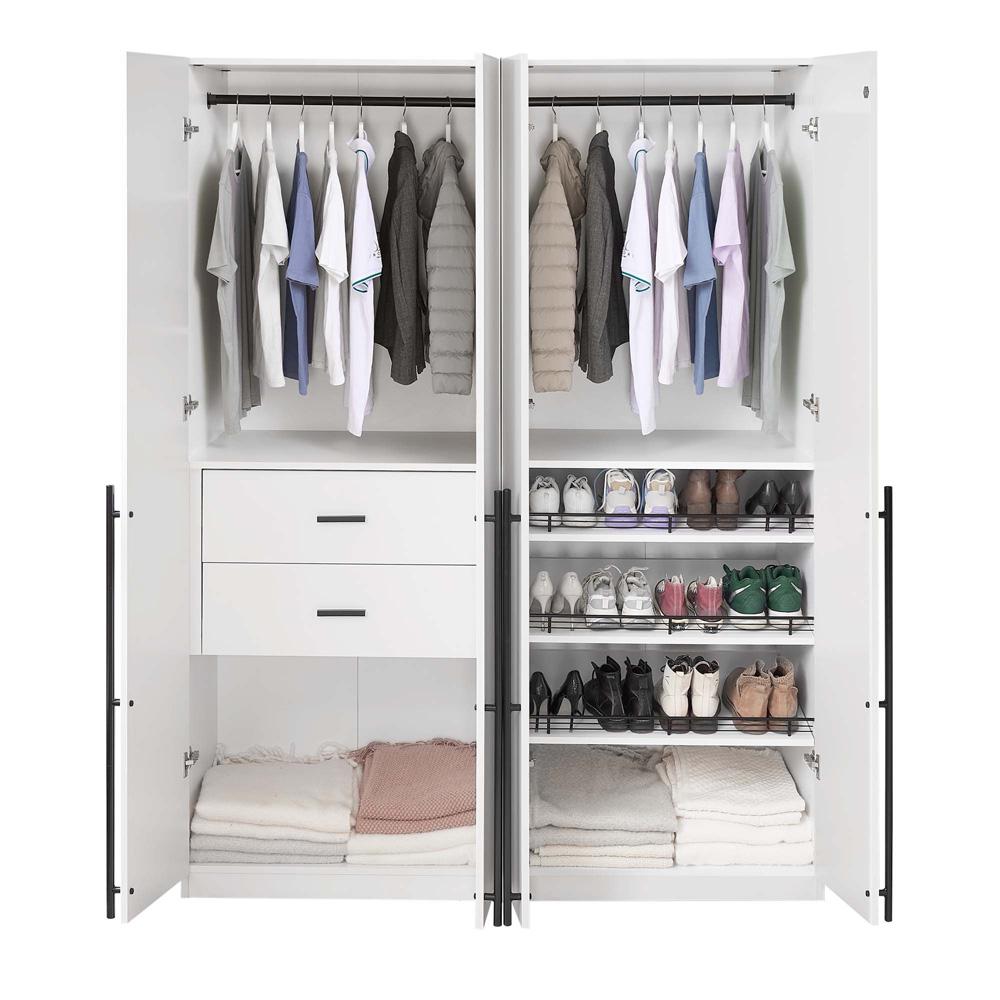 Manhattan Comfort - 2-Piece Lee Wardrobe Closet with 2 Drawers in White - 2-WC0023-WH veiw 8