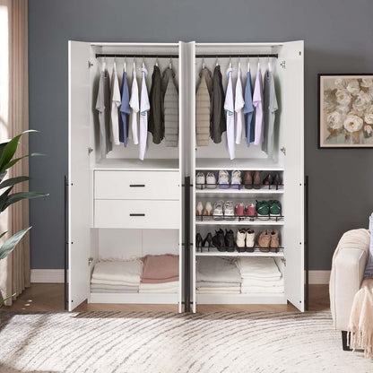 Manhattan Comfort - 2-Piece Lee Wardrobe Closet with 2 Drawers in White - 2-WC0023-WH veiw 9