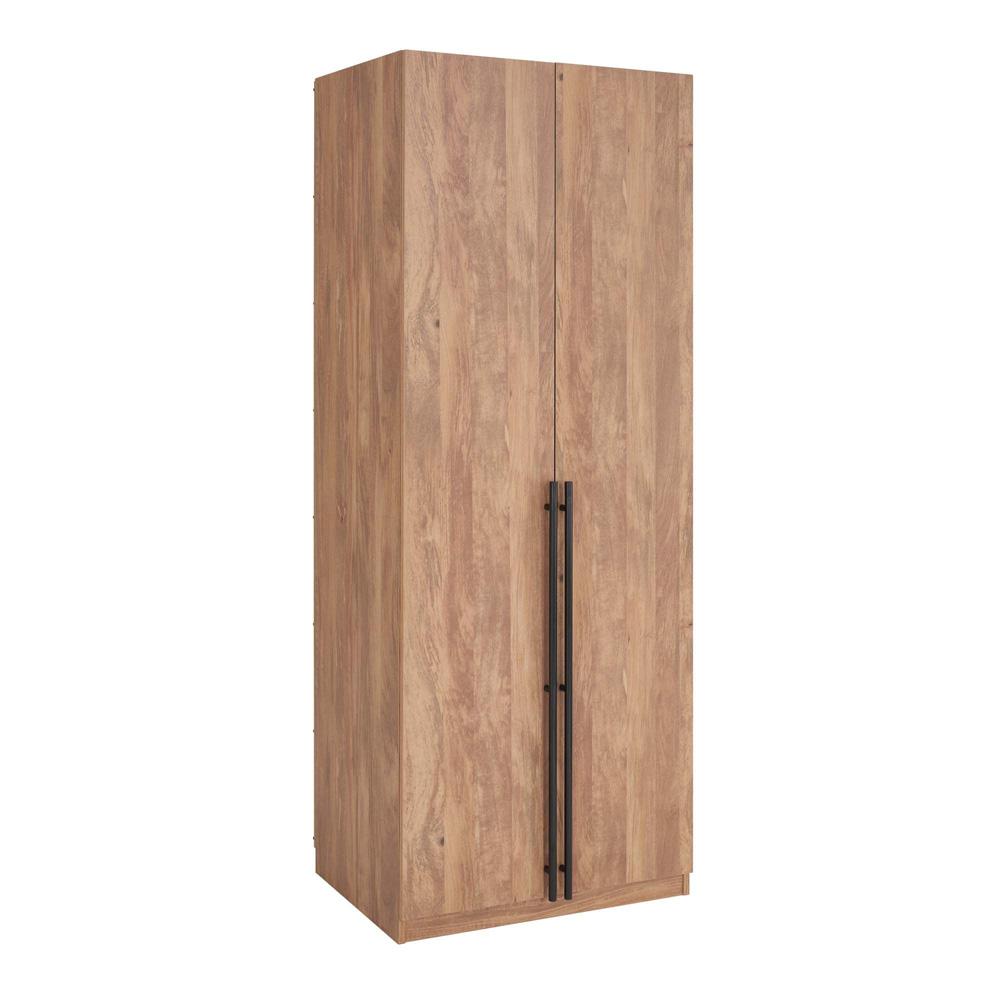 Manhattan Comfort - Lee Wardrobe Closet 3.0 with 8 Adjustable Shoe Rack Shelves in Golden Brown - Set of 2 - 2-WC003-GB veiw 2