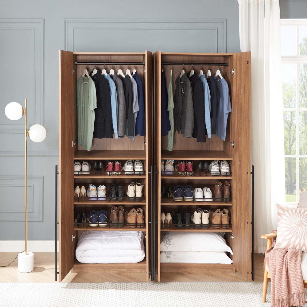 Manhattan Comfort - Lee Wardrobe Closet 3.0 with 8 Adjustable Shoe Rack Shelves in Golden Brown - Set of 2 - 2-WC003-GB veiw 9