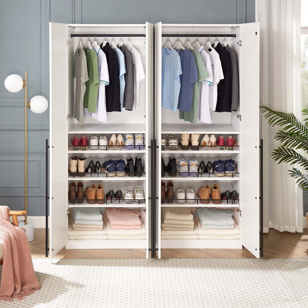 Manhattan Comfort - Lee Wardrobe Closet 3.0 with 8 Adjustable Shoe Rack Shelves in White - Set of 2 - 2-WC003-WH veiw 9