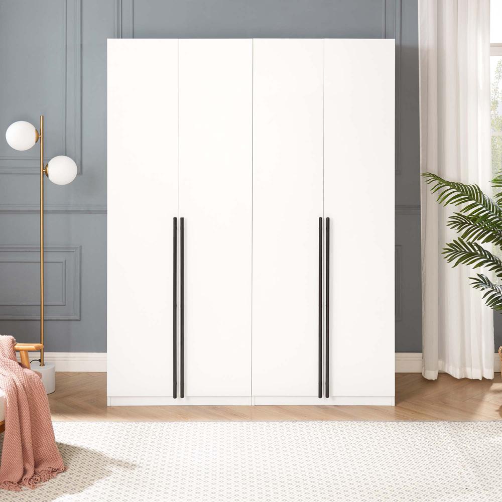 Manhattan Comfort - Lee Wardrobe Closet 3.0 with 8 Adjustable Shoe Rack Shelves in White - Set of 2 - 2-WC003-WH veiw 10