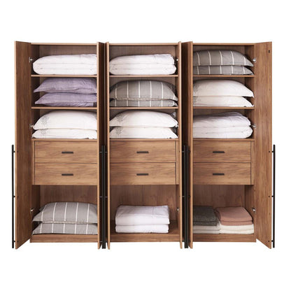 Manhattan Comfort - Lee Wardrobe Closet 1.0 with 6 Full Extension Drawers in Golden Brown - Set of 3 - 3-WC001-GB veiw 8