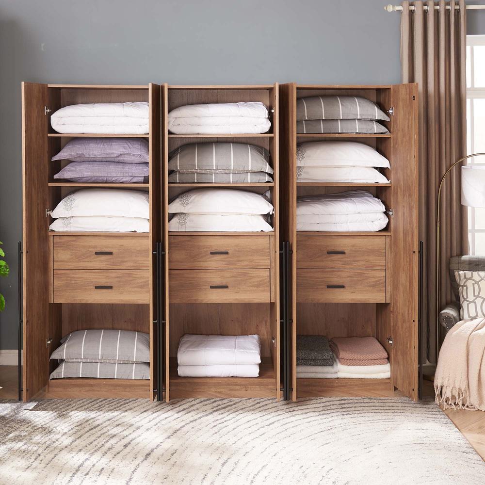 Manhattan Comfort - Lee Wardrobe Closet 1.0 with 6 Full Extension Drawers in Golden Brown - Set of 3 - 3-WC001-GB veiw 9