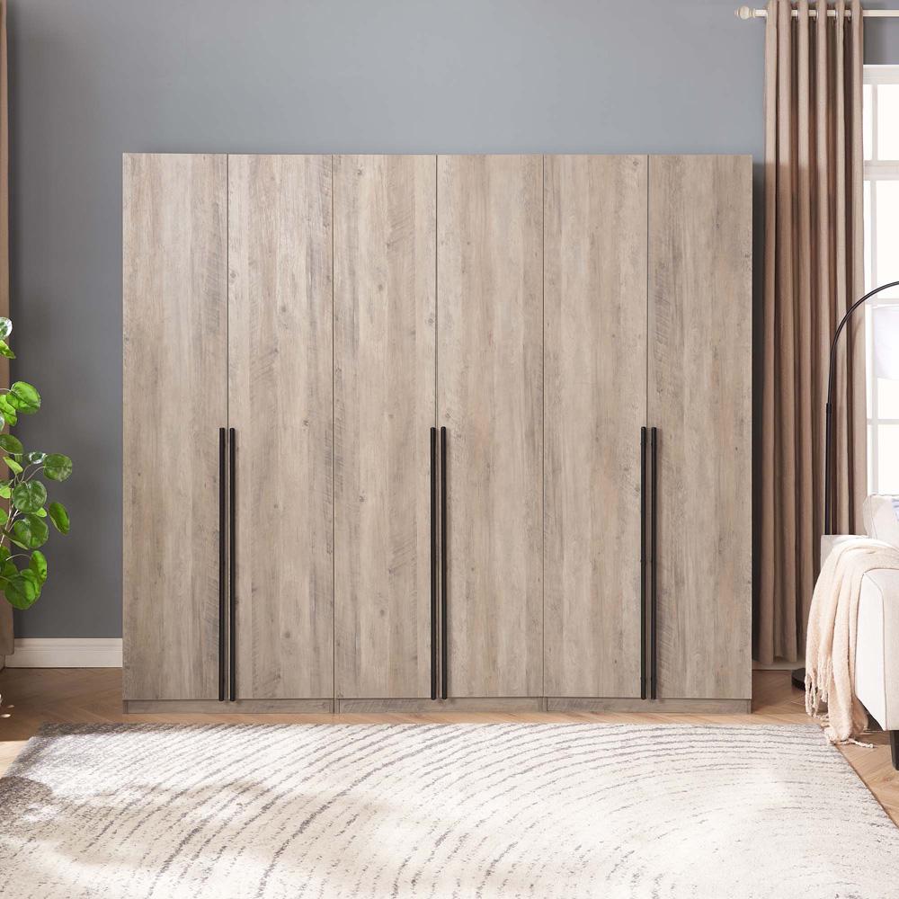 Manhattan Comfort - Lee Wardrobe Closet 1.0 with 6 Full Extension Drawers in Rustic Grey - Set of 3 - 3-WC001-GY veiw 10