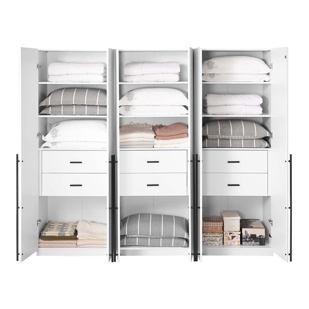 Manhattan Comfort - Lee Wardrobe Closet 1.0 with 6 Full Extension Drawers in White - Set of 3 - 3-WC001-WH veiw 8