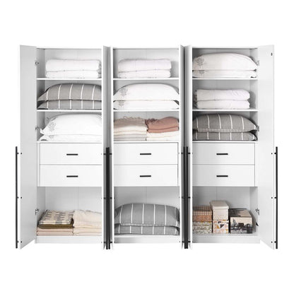 Manhattan Comfort - Lee Wardrobe Closet 1.0 with 6 Full Extension Drawers in White - Set of 3 - 3-WC001-WH veiw 8