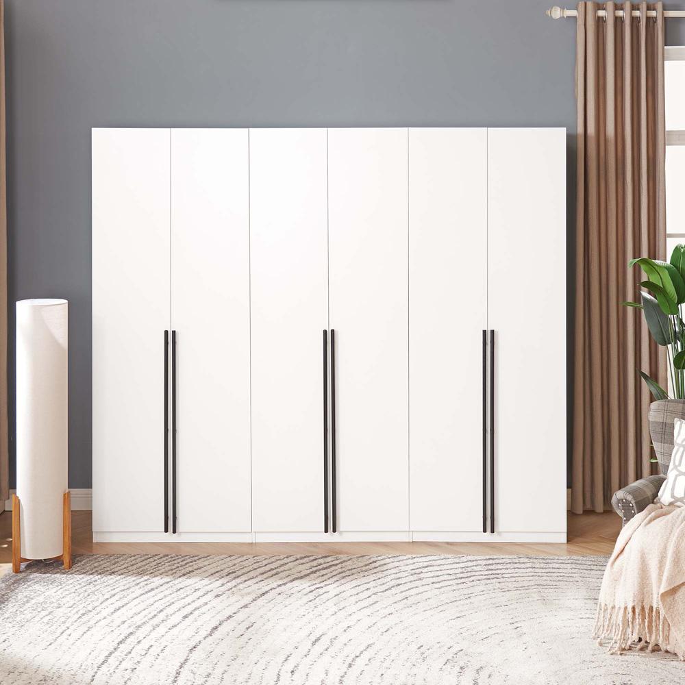 Manhattan Comfort - Lee Wardrobe Closet 1.0 with 6 Full Extension Drawers in White - Set of 3 - 3-WC001-WH veiw 10