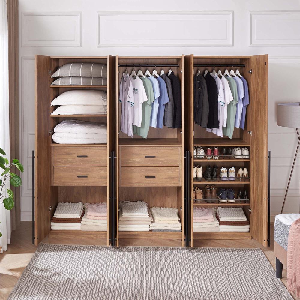 Manhattan Comfort - 3-Piece Lee Wardrobe Closet with 4 Drawers in Golden Brown - 3-WC00123-GB veiw 9