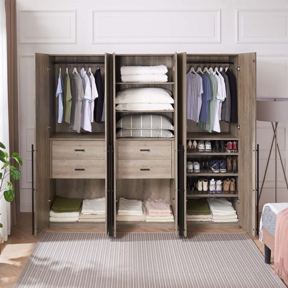 Manhattan Comfort - 3-Piece Lee Wardrobe Closet with 4 Drawers in Rustic Grey - 3-WC00123-GY veiw 9