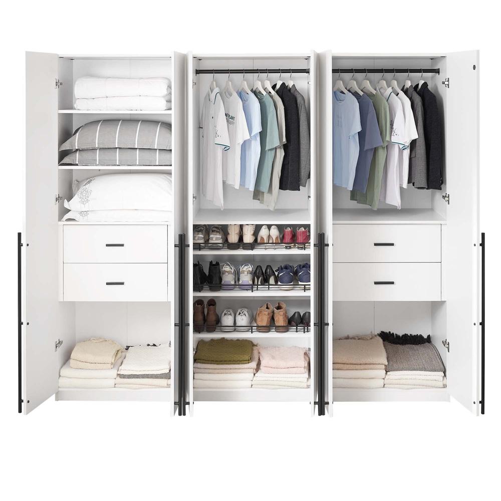 Manhattan Comfort - 3-Piece Lee Wardrobe Closet with 4 Drawers in White - 3-WC00123-WH veiw 8