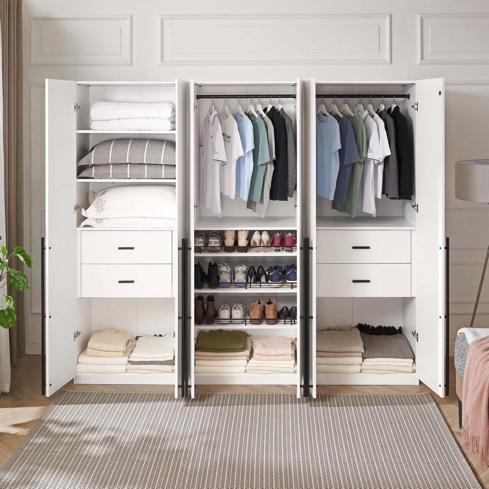 Manhattan Comfort - 3-Piece Lee Wardrobe Closet with 4 Drawers in White - 3-WC00123-WH veiw 9