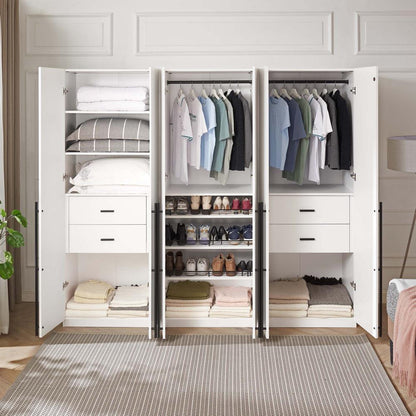 Manhattan Comfort - 3-Piece Lee Wardrobe Closet with 4 Drawers in White - 3-WC00123-WH veiw 9
