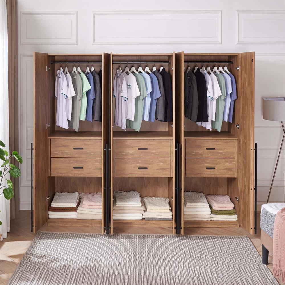 Manhattan Comfort - Lee Wardrobe Closet 2.0 with 6 Full Extension Drawers in Golden Brown - Set of 3 - 3-WC002-GB veiw 9