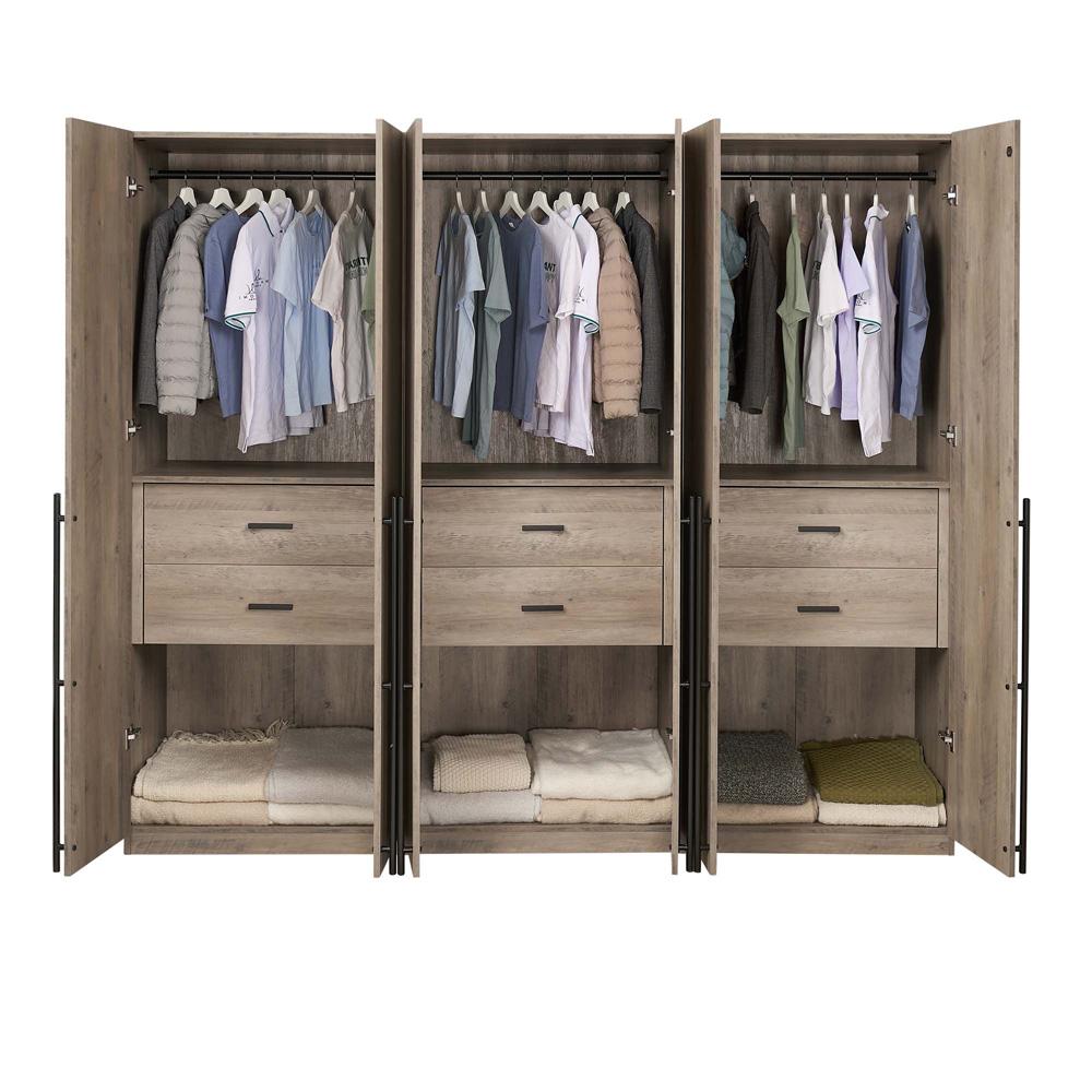 Manhattan Comfort - Lee Wardrobe Closet 2.0 with 6 Full Extension Drawers in Rustic Grey - Set of 3 - 3-WC002-GY veiw 8
