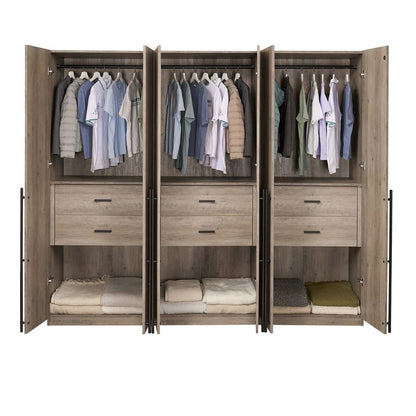 Manhattan Comfort - Lee Wardrobe Closet 2.0 with 6 Full Extension Drawers in Rustic Grey - Set of 3 - 3-WC002-GY veiw 8