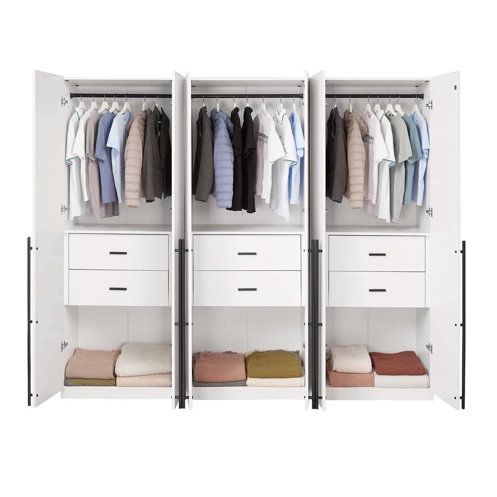 Manhattan Comfort - Lee Wardrobe Closet 2.0 with 6 Full Extension Drawers in White - Set of 3 - 3-WC002-WH veiw 8