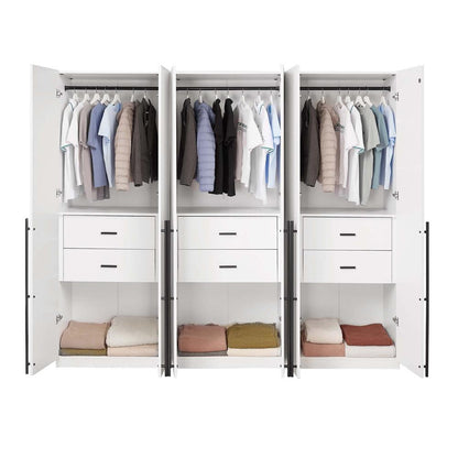 Manhattan Comfort - Lee Wardrobe Closet 2.0 with 6 Full Extension Drawers in White - Set of 3 - 3-WC002-WH veiw 8