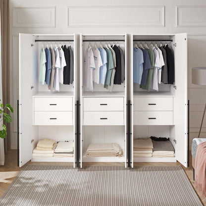 Manhattan Comfort - Lee Wardrobe Closet 2.0 with 6 Full Extension Drawers in White - Set of 3 - 3-WC002-WH veiw 9