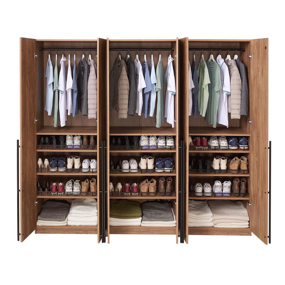 Manhattan Comfort - Lee Wardrobe Closet 3.0 with 12 Adjustable Shoe Rack Shelves in Golden Brown - Set of 3 - 3-WC003-GB veiw 8