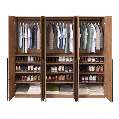 Manhattan Comfort - Lee Wardrobe Closet 3.0 with 12 Adjustable Shoe Rack Shelves in Golden Brown - Set of 3 - 3-WC003-GB veiw 8