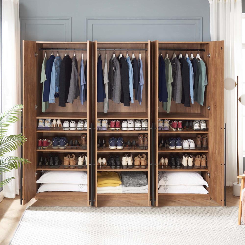 Manhattan Comfort - Lee Wardrobe Closet 3.0 with 12 Adjustable Shoe Rack Shelves in Golden Brown - Set of 3 - 3-WC003-GB veiw 9