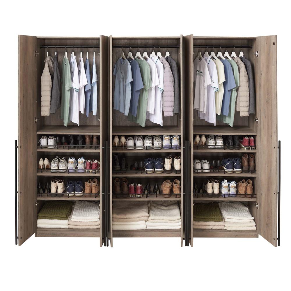 Manhattan Comfort - Lee Wardrobe Closet 3.0 with 12 Adjustable Shoe Rack Shelves in Rustic Grey - Set of 3 - 3-WC003-GY veiw 7