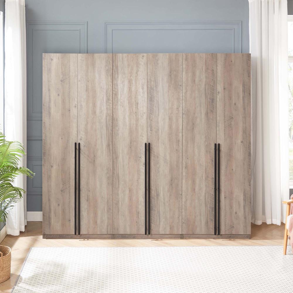 Manhattan Comfort - Lee Wardrobe Closet 3.0 with 12 Adjustable Shoe Rack Shelves in Rustic Grey - Set of 3 - 3-WC003-GY veiw 8
