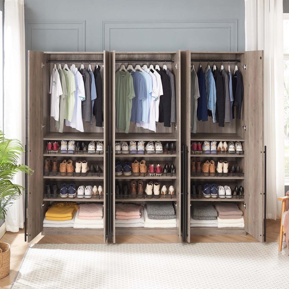 Manhattan Comfort - Lee Wardrobe Closet 3.0 with 12 Adjustable Shoe Rack Shelves in Rustic Grey - Set of 3 - 3-WC003-GY veiw 9