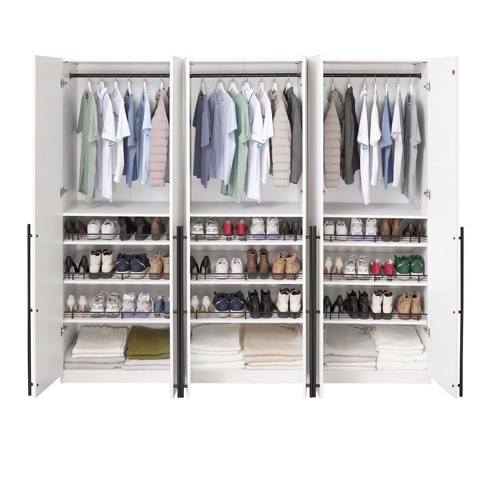 Manhattan Comfort - Lee Wardrobe Closet 3.0 with 12 Adjustable Shoe Rack Shelves in White - Set of 3 - 3-WC003-WH veiw 8