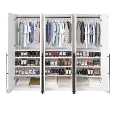 Manhattan Comfort - Lee Wardrobe Closet 3.0 with 12 Adjustable Shoe Rack Shelves in White - Set of 3 - 3-WC003-WH veiw 8