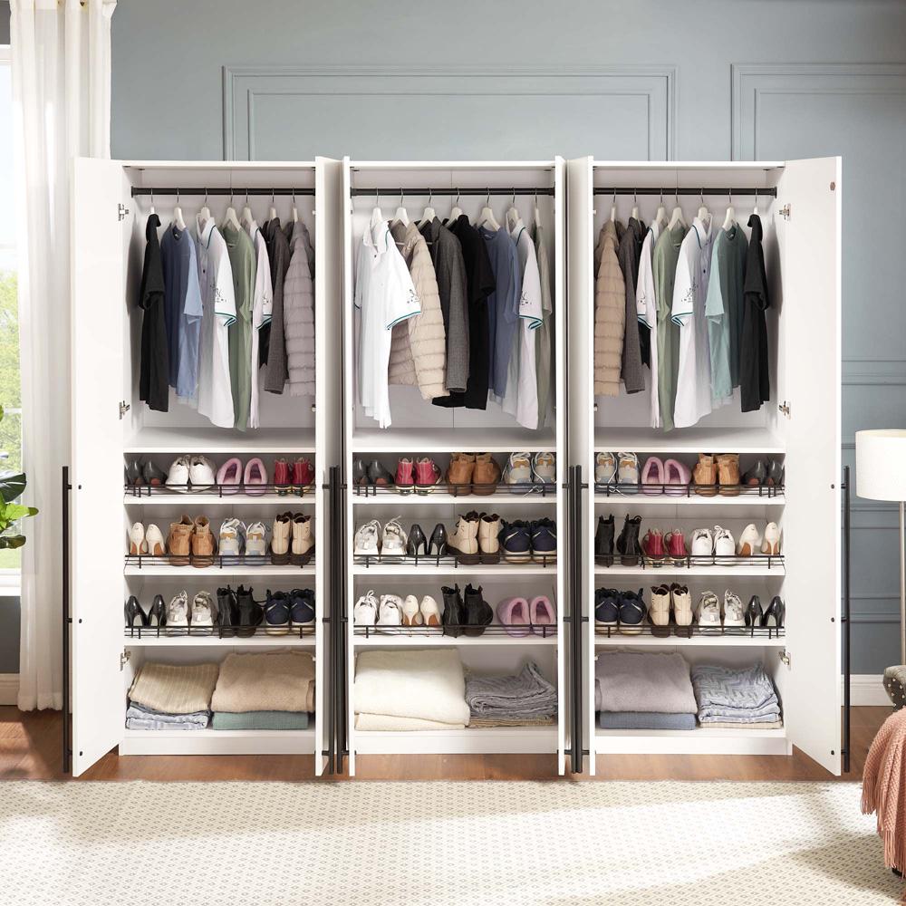 Manhattan Comfort - Lee Wardrobe Closet 3.0 with 12 Adjustable Shoe Rack Shelves in White - Set of 3 - 3-WC003-WH veiw 9