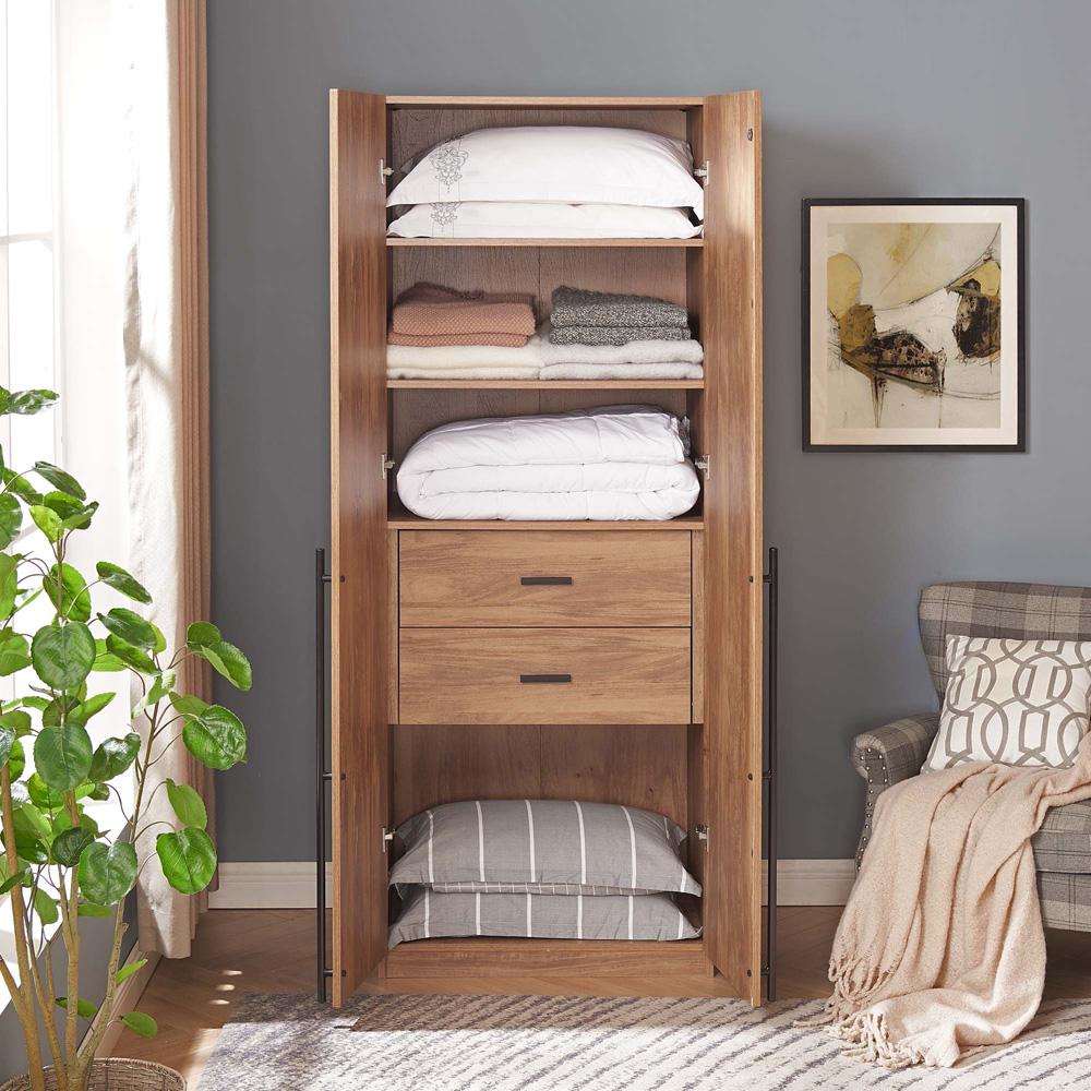 Manhattan Comfort - Lee Wardrobe Closet 1.0 with 2 Full Extension Drawers in Golden Brown - WC001-GB veiw 9