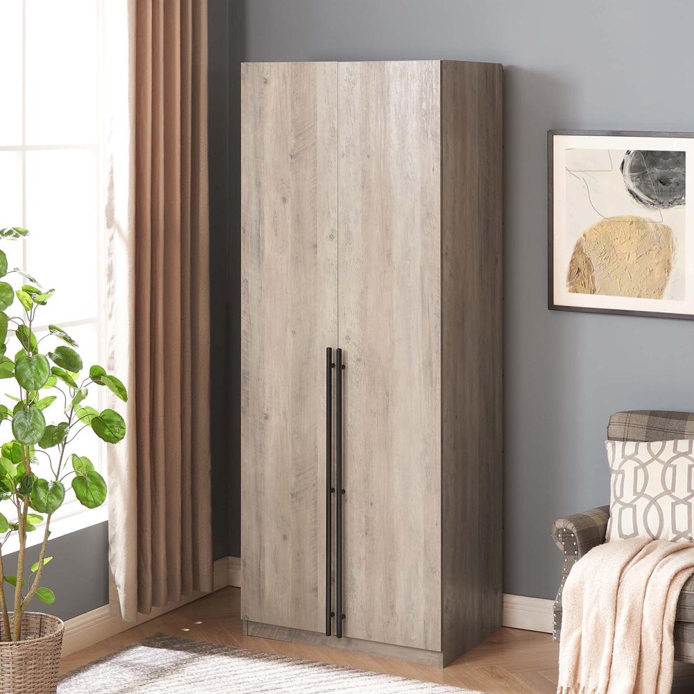Manhattan Comfort - Lee Wardrobe Closet 1.0 with 2 Full Extension Drawers in Rustic Grey - WC001-GY veiw 10