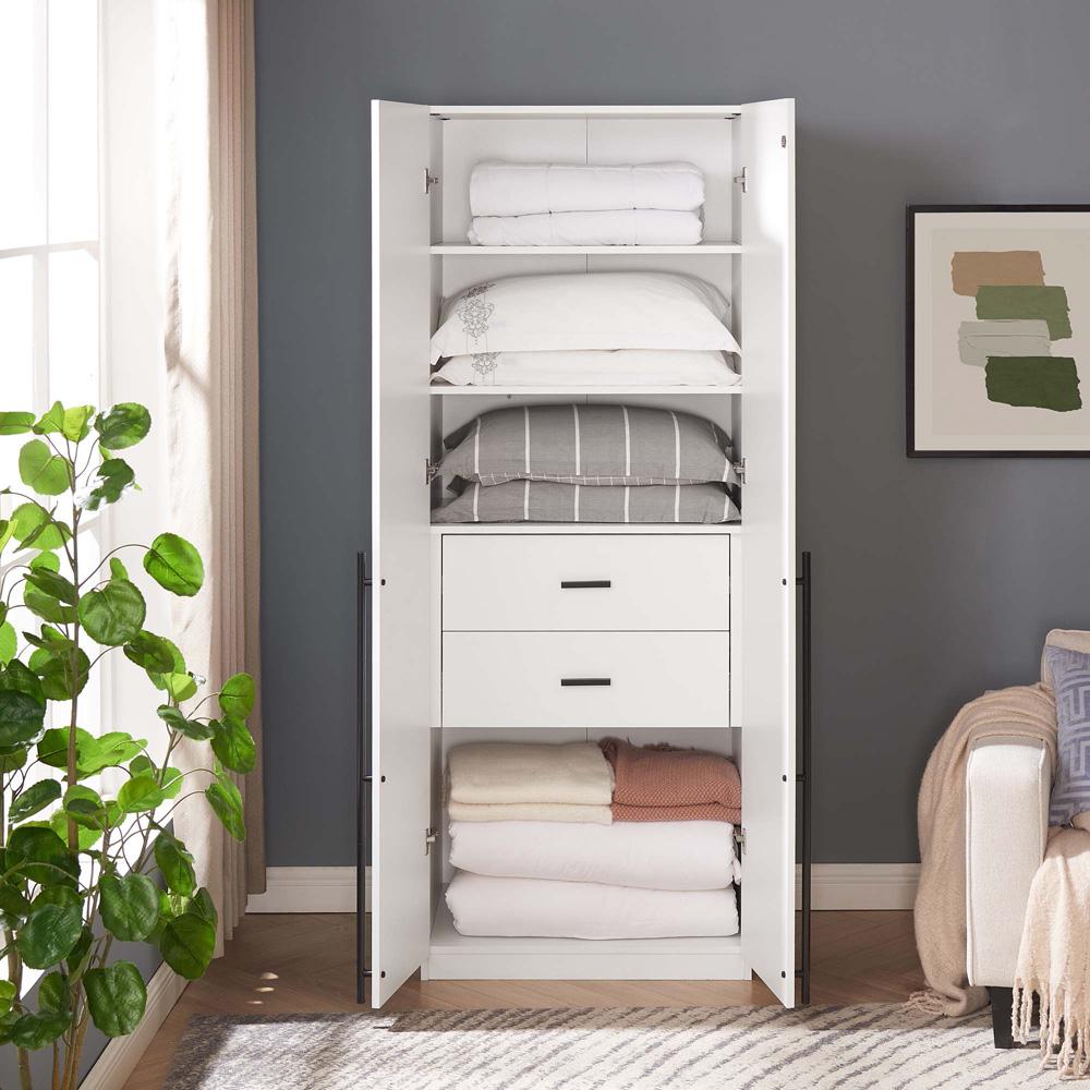 Manhattan Comfort - Lee Wardrobe Closet 1.0 with 2 Full Extension Drawers in White - WC001-WH veiw 9