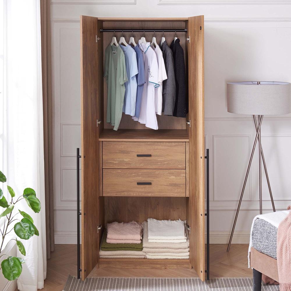 Manhattan Comfort - Lee Wardrobe Closet 2.0 with 2 Full Extension Drawers in Golden Brown - WC002-GB veiw 9
