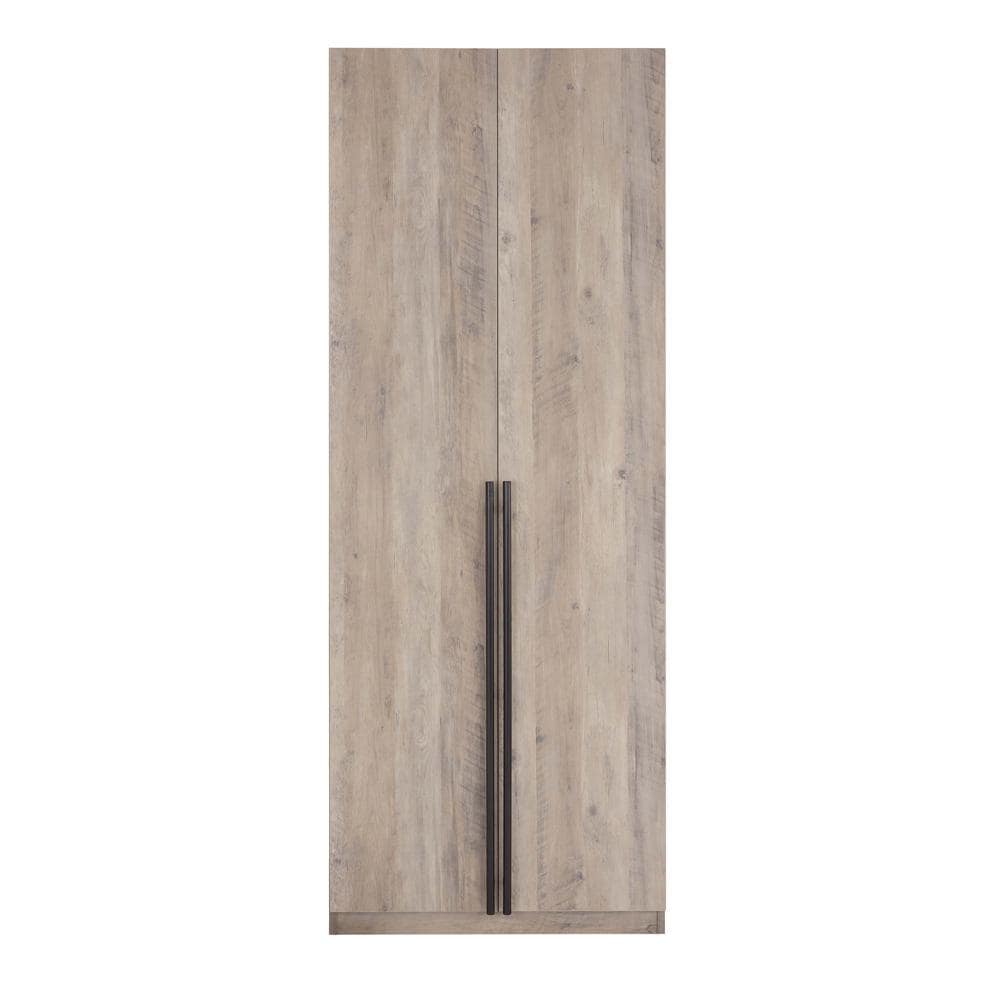 Manhattan Comfort - Lee Wardrobe Closet 2.0 with 2 Full Extension Drawers in Rustic Grey - WC002-GY veiw 1