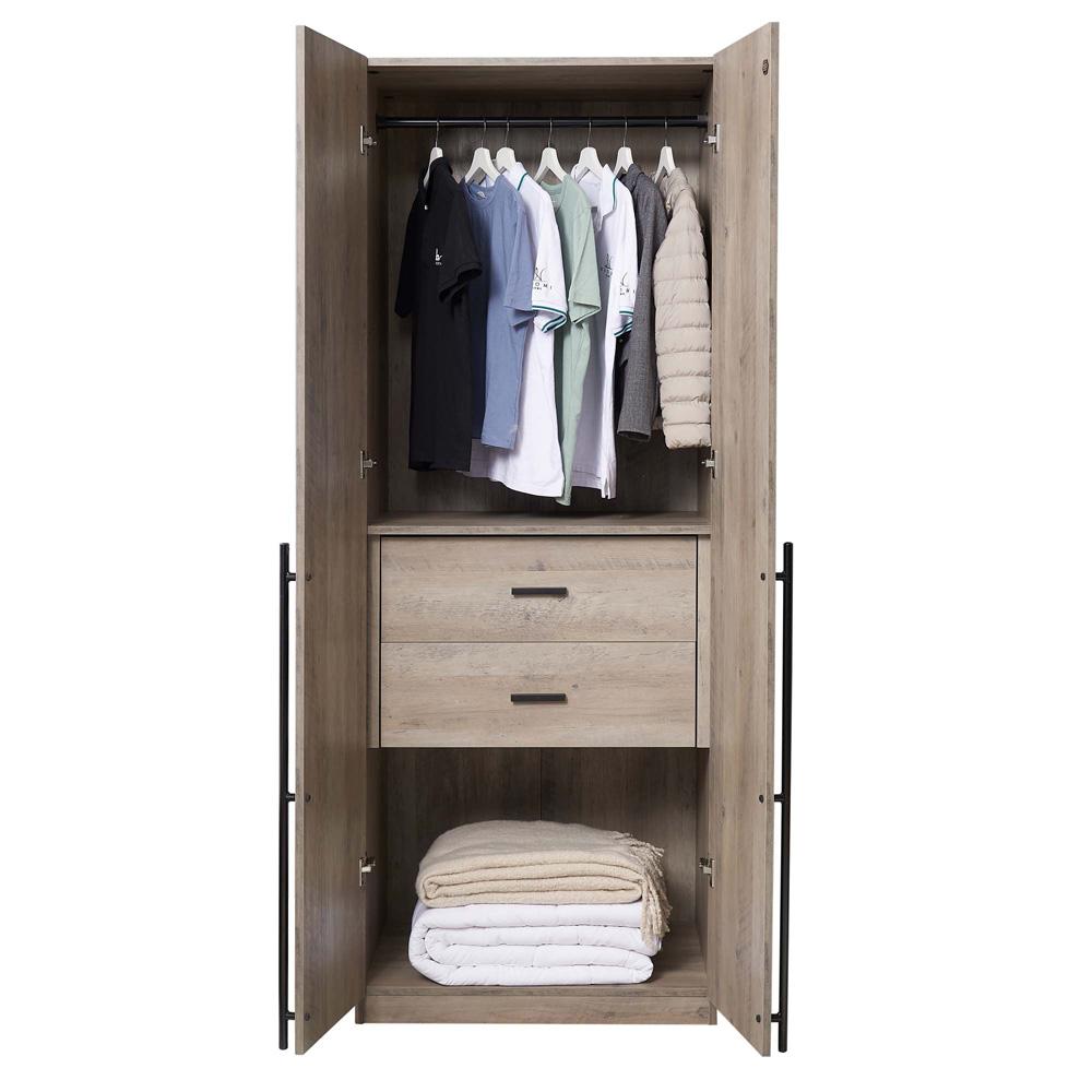 Manhattan Comfort - Lee Wardrobe Closet 2.0 with 2 Full Extension Drawers in Rustic Grey - WC002-GY veiw 8
