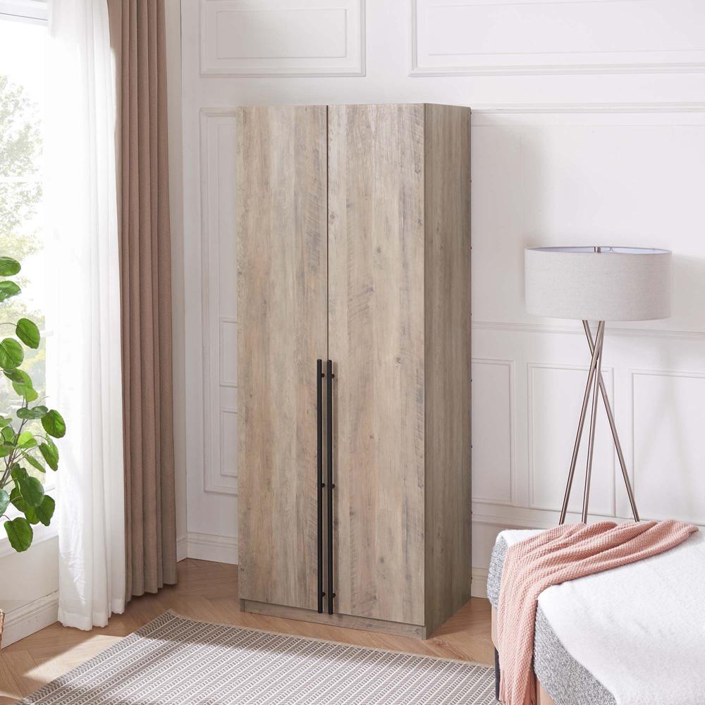 Manhattan Comfort - Lee Wardrobe Closet 2.0 with 2 Full Extension Drawers in Rustic Grey - WC002-GY veiw 10