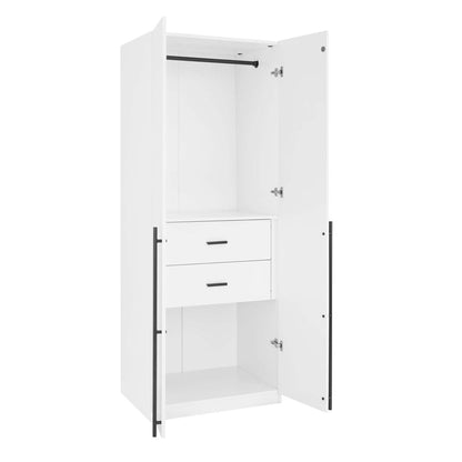 Manhattan Comfort - Lee Wardrobe Closet 2.0 with 2 Full Extension Drawers in White - WC002-WH veiw 4