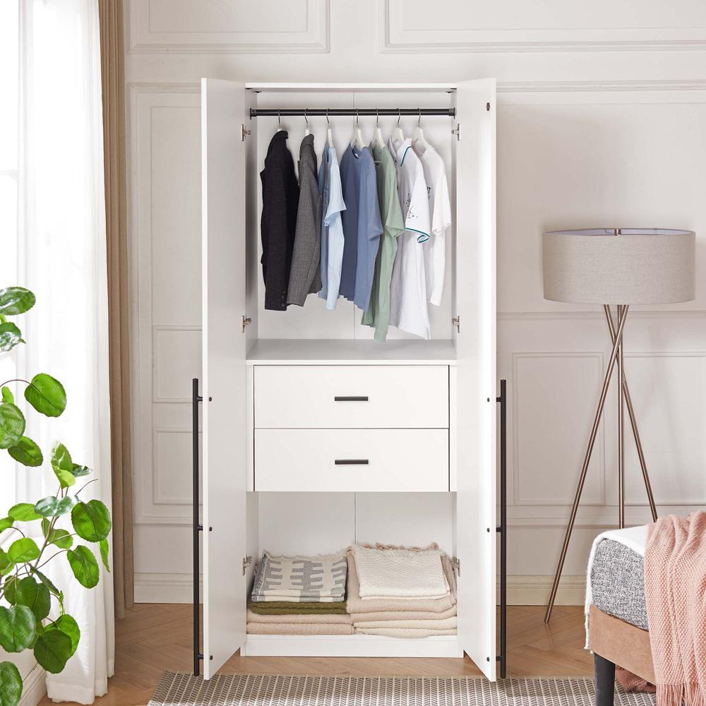 Manhattan Comfort - Lee Wardrobe Closet 2.0 with 2 Full Extension Drawers in White - WC002-WH veiw 11