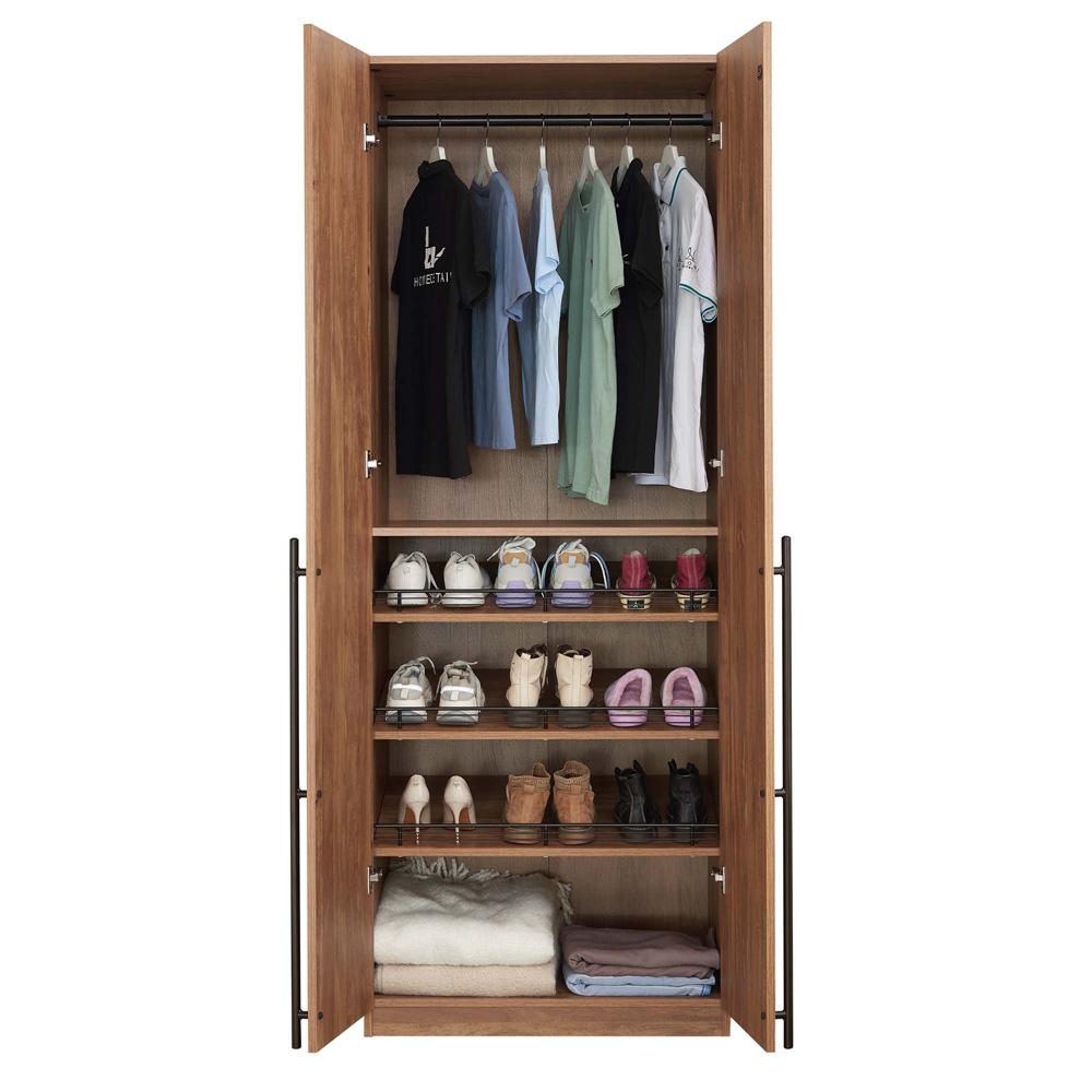 Manhattan Comfort - Lee Wardrobe Closet 3.0 with 4 Adjustable Shoe Rack Shelves in Golden Brown - WC003-GB veiw 8
