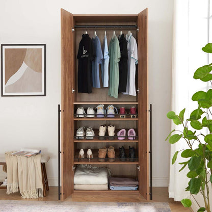 Manhattan Comfort - Lee Wardrobe Closet 3.0 with 4 Adjustable Shoe Rack Shelves in Golden Brown - WC003-GB veiw 9