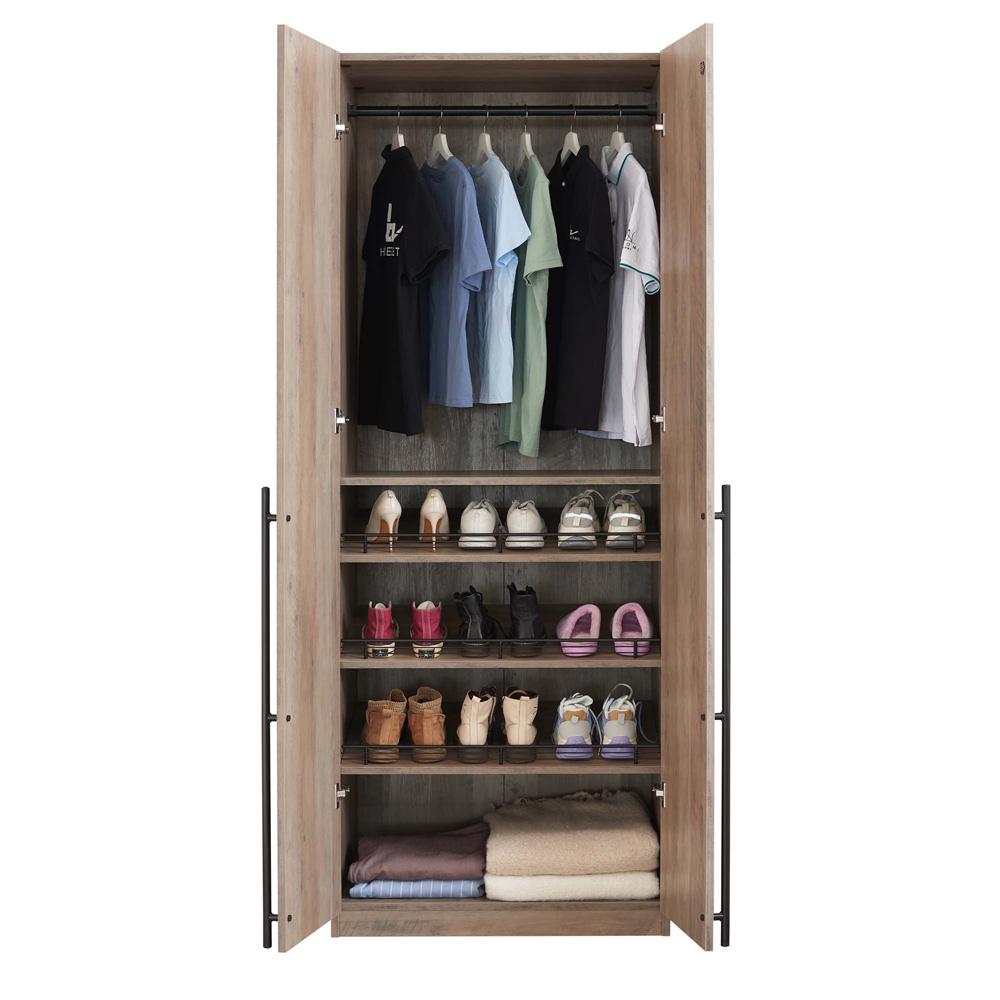 Manhattan Comfort - Lee Wardrobe Closet 3.0 with 4 Adjustable Shoe Rack Shelves in Rustic Grey - WC003-GY veiw 8