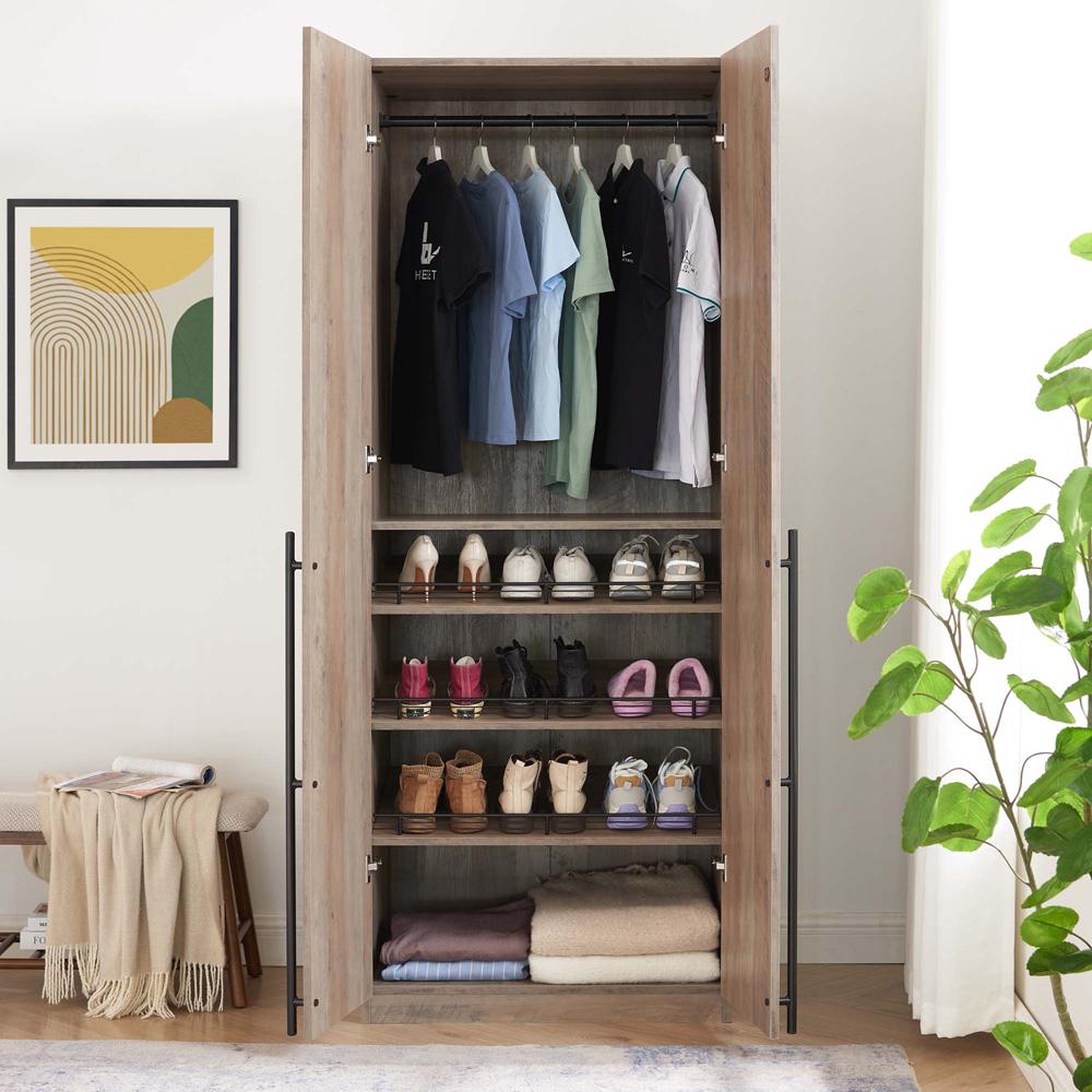 Manhattan Comfort - Lee Wardrobe Closet 3.0 with 4 Adjustable Shoe Rack Shelves in Rustic Grey - WC003-GY veiw 9